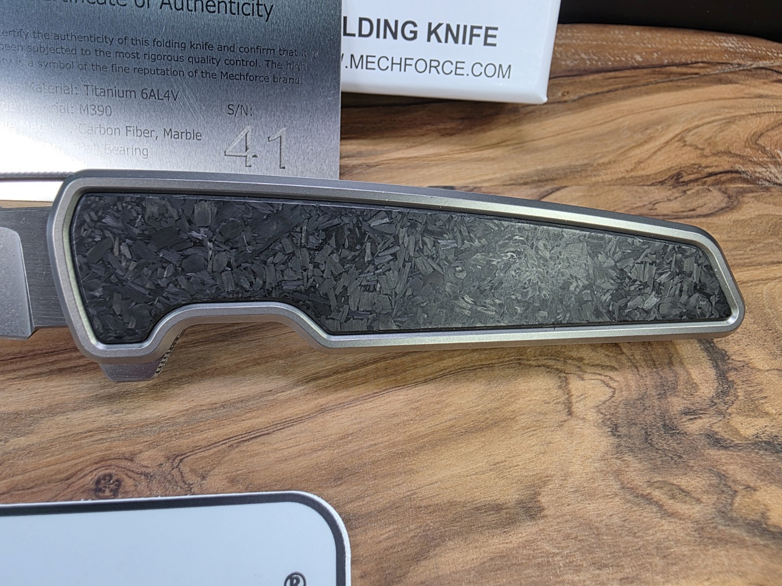 Mechforce Knives M1 Titanium/CF Handle & Bohler M390 Blade Folding Knife #41 NIB