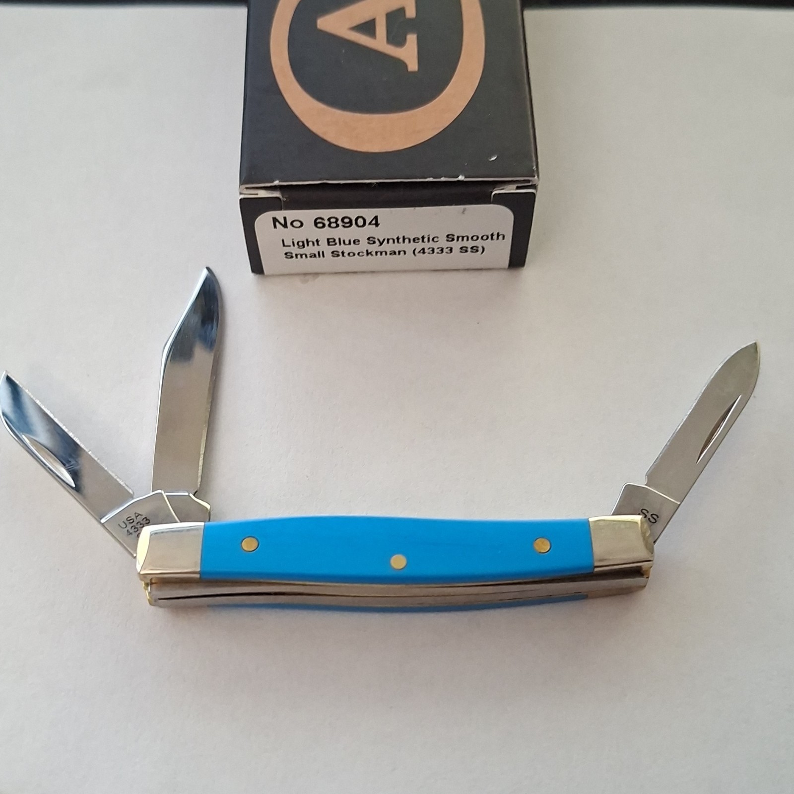 Case 68904 Stockman Light Blue Synthetic Smooth 3-Blade SS Under 2.75in