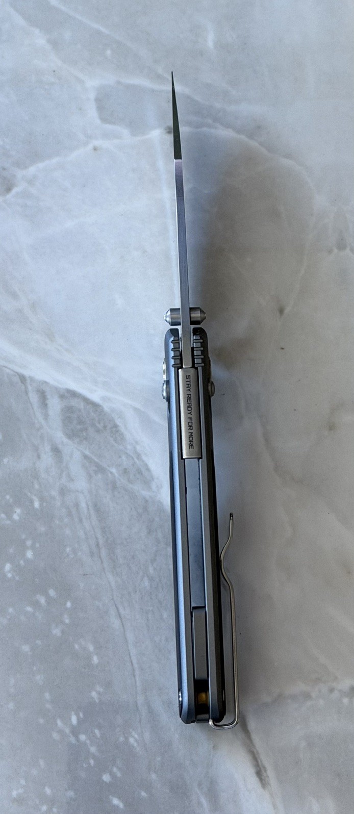 SRM 259L-AK Gray Aluminum Ebony Inlay 14C28N Stainless Blade Crossbar Lock.
