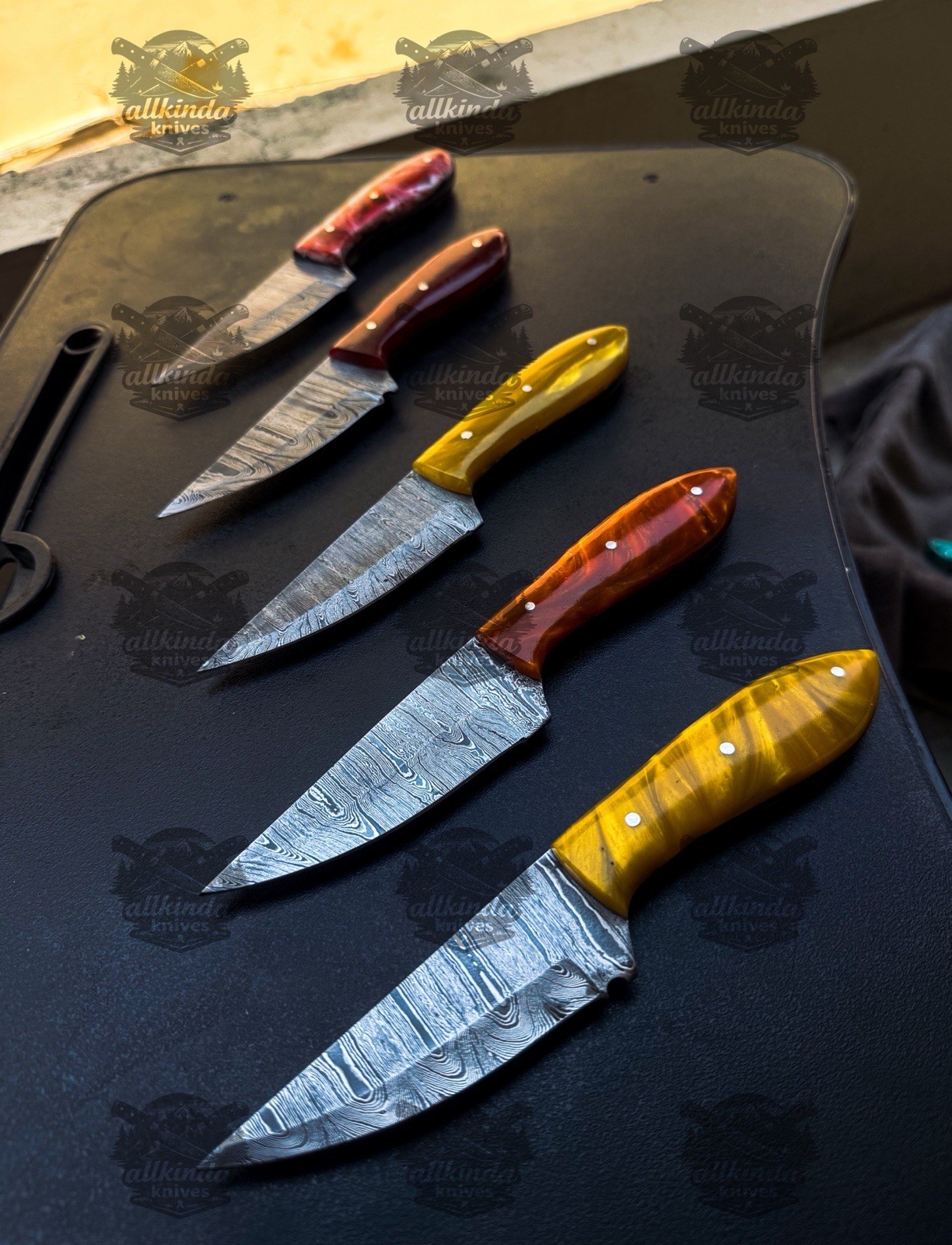 LOT OF 50 8 Inches Handmade Damascus Steel Skinner Knives Rasin Handles