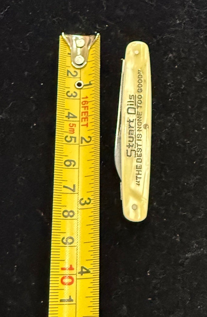 Vintage Schrade Cut Co Walden Stuart Oils The Best Is None Too Good Pocket Knife