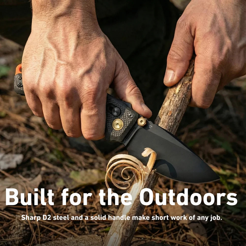 CJRB Doubletap Folding Knife 3⅞» D2 Tool Steel Drop Point Blade Black G10 Handle