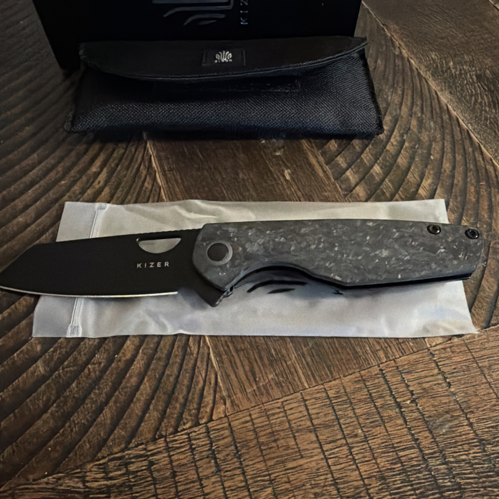 Kizer Sparrow Folding Knife S45VN Blade Titanium Carbon Fiber handle & EXTRAS