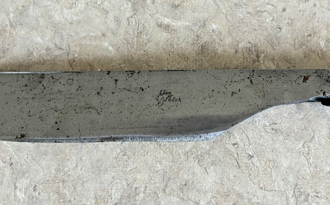 Antique Twisted Hand Forged Railroad Spike Knife Branded «Lion of Judah»