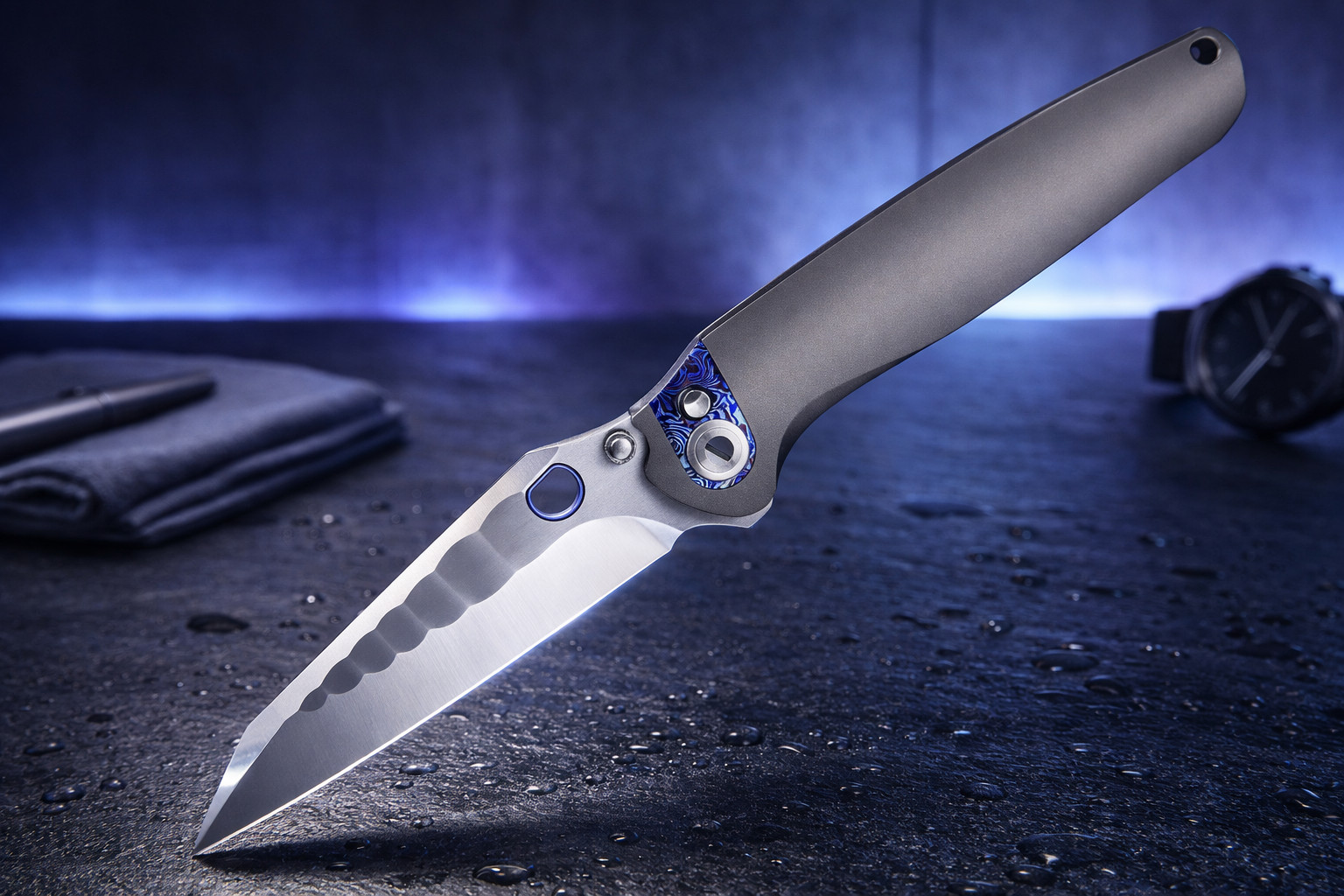 Ketuo Dirty Bird Folding Knife 3.75″ M390 Steel Blade Titanium/Mokuti Handle US