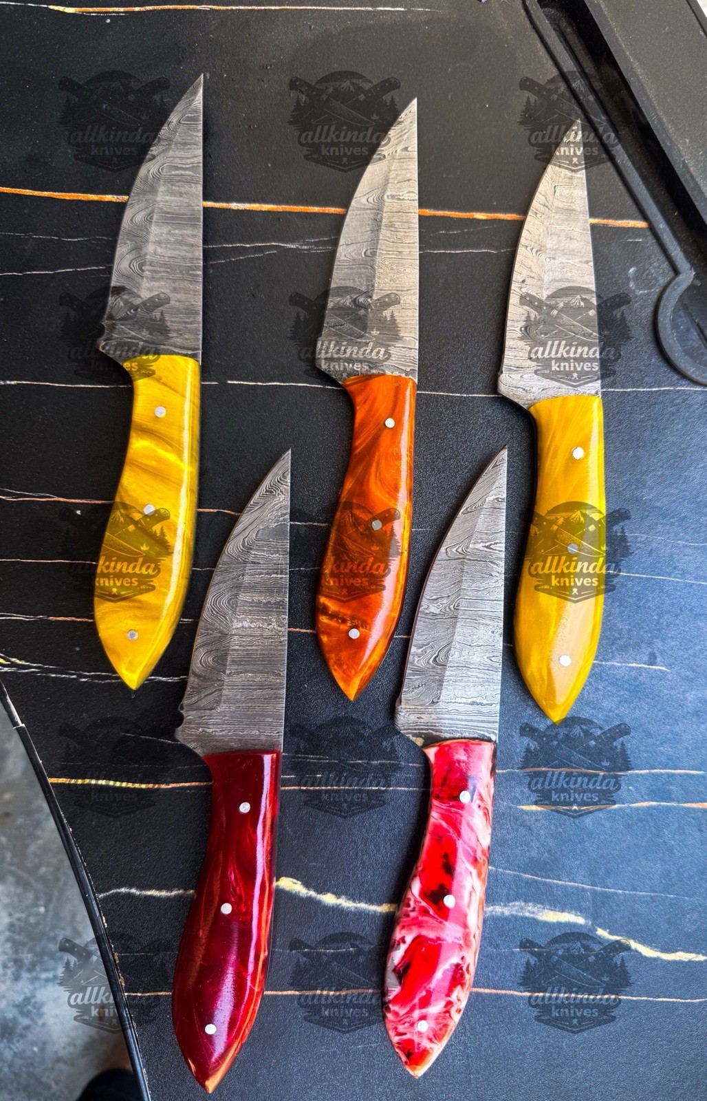 LOT OF 50 8 Inches Handmade Damascus Steel Skinner Knives Rasin Handles
