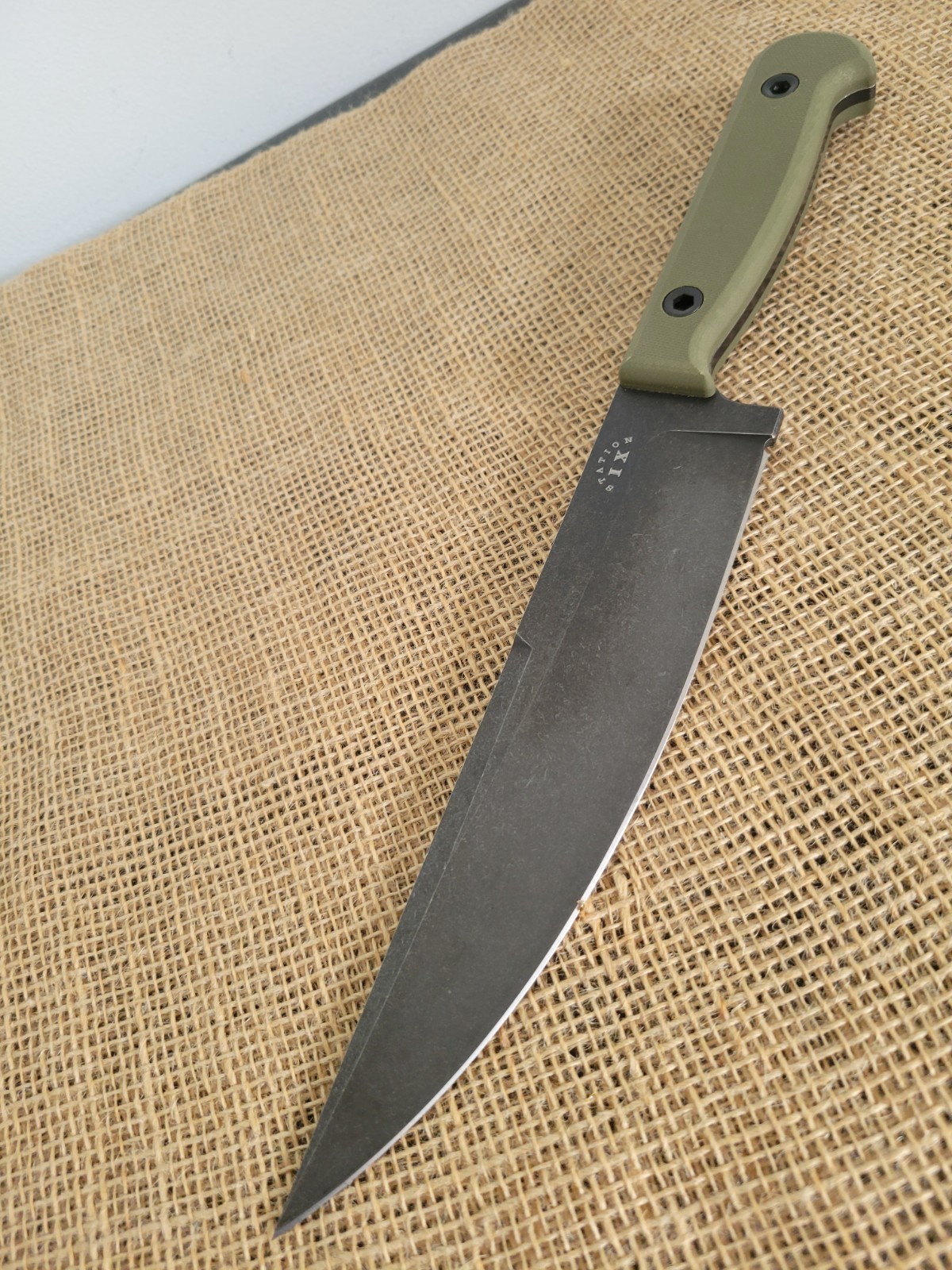 Station IX The Partisan Fixed Knife 8″ 1095HC Steel Blade Green Micarta Handle