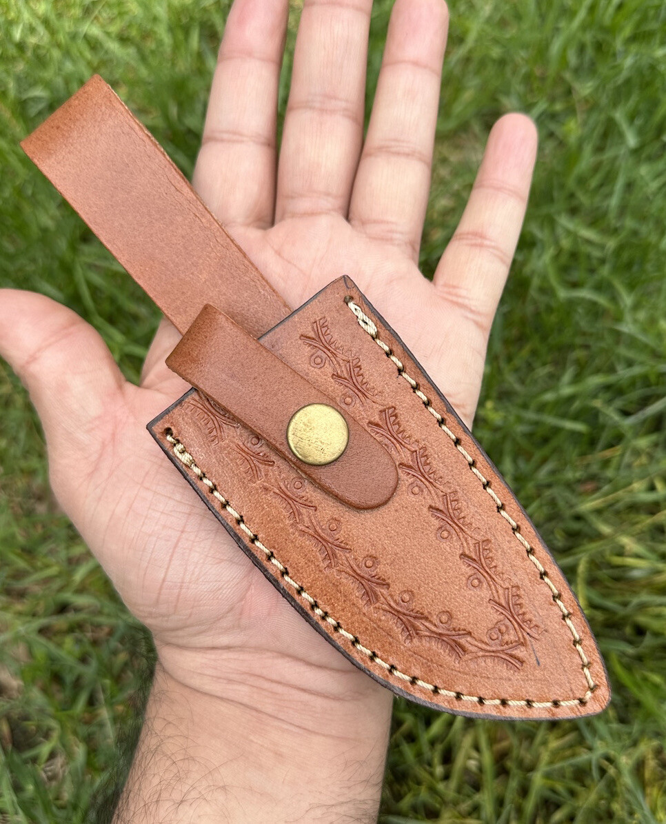 EDC HANDMADE DAMASCUS STEEL SKINNING KNIFE HUNTING SURVIVAL Stag Antler Handle