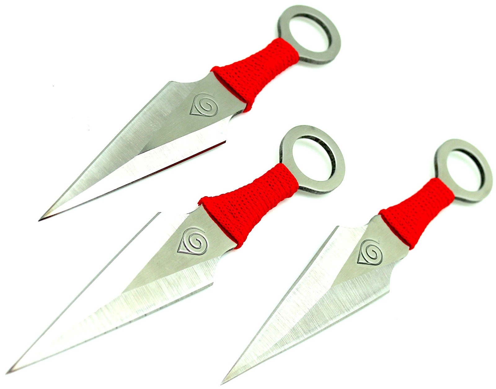 6 1/2″ NEW 3 Pc AEROBLADES Silver Red Cord KUNAI THROWING KNIVES Throw Knife Set