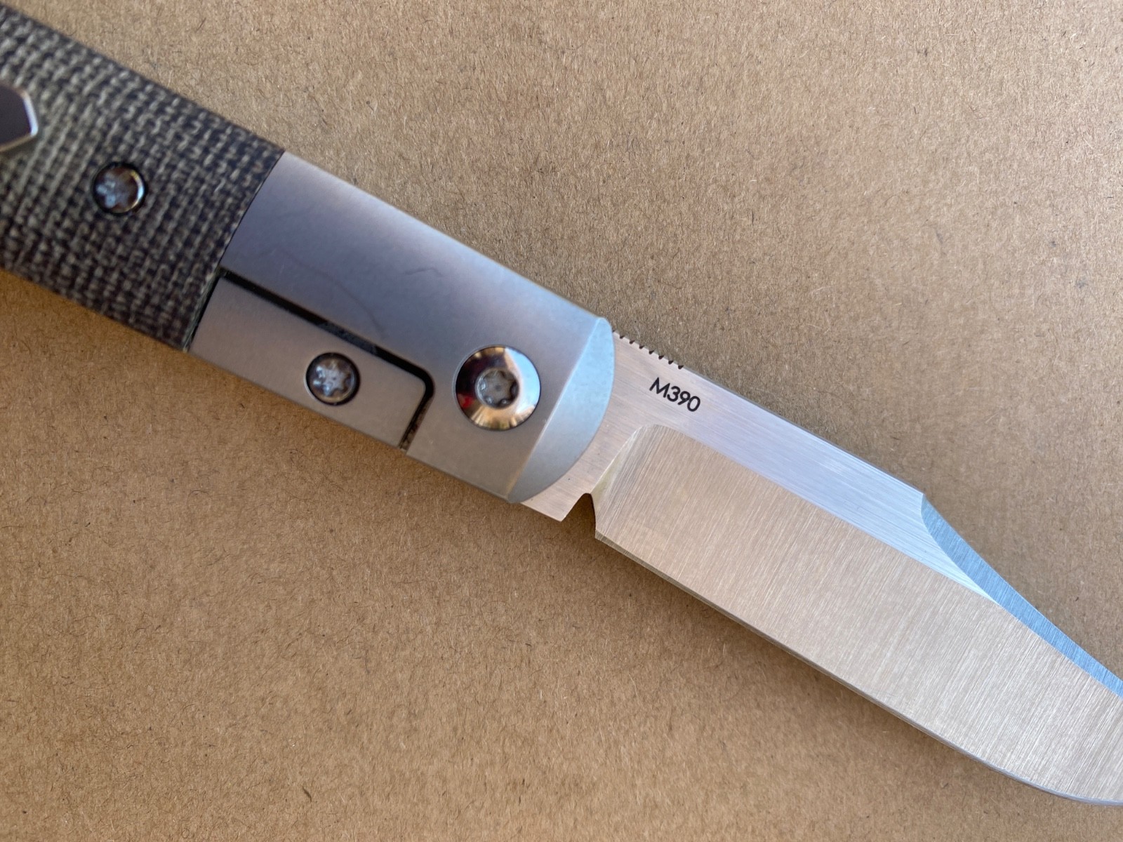 Pena X Series Titanium M390 Brown Micarta Overall 6.5″