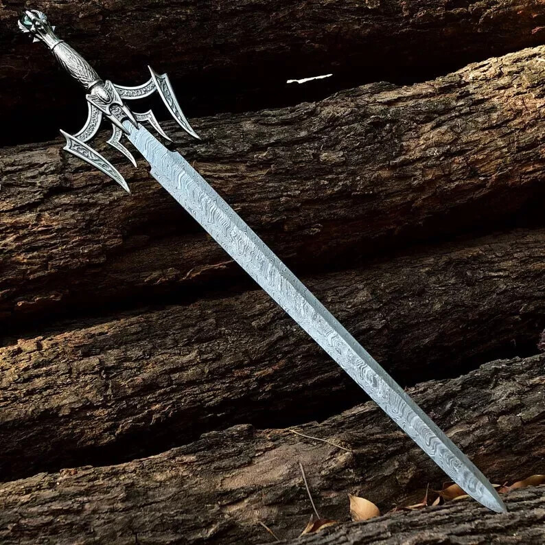 Custom Handmade Damascus Steel Blade Viking Barbarian Sword|Norse Battle Sword