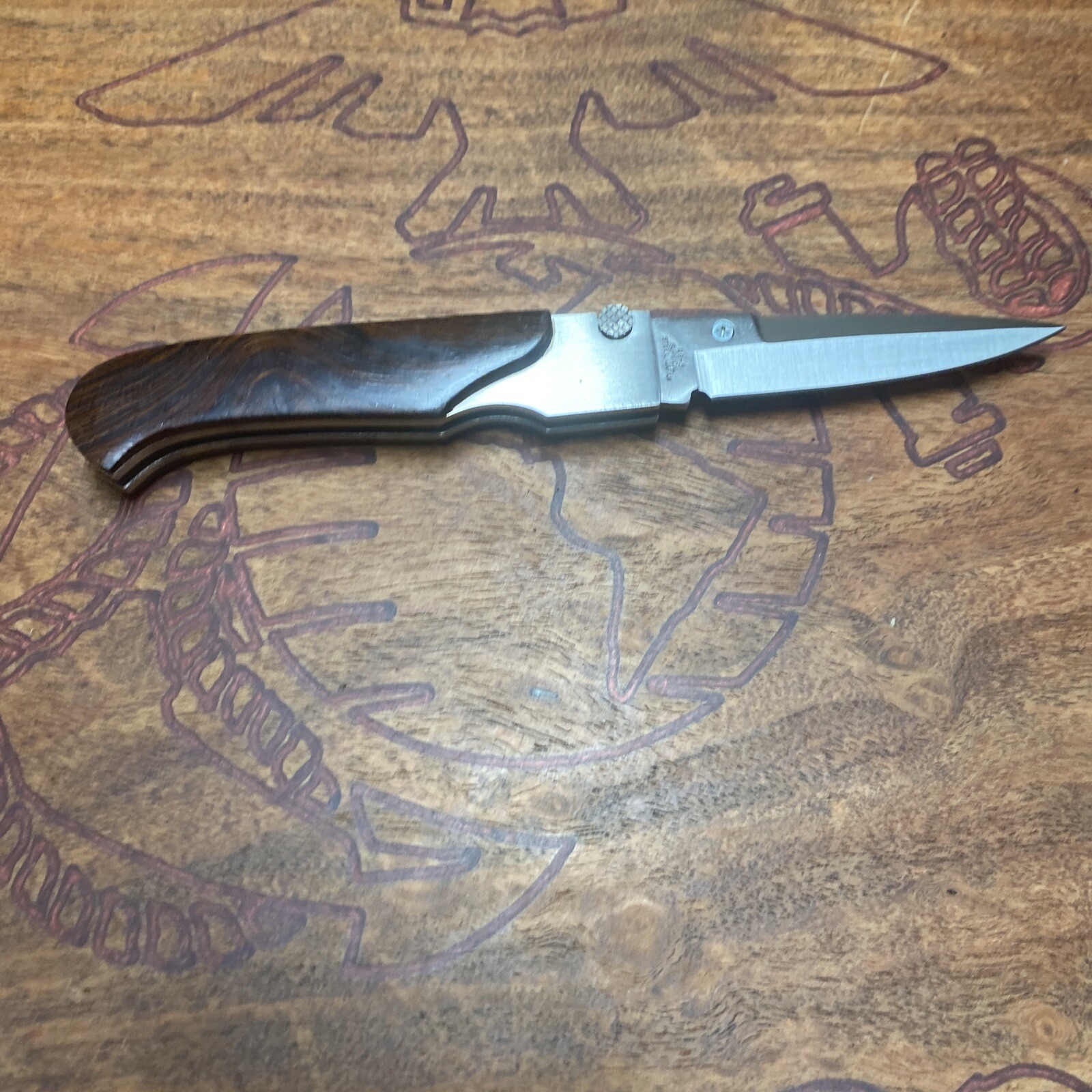 Vintage/Rare Rigid Knife RG-5 Top Lock – Wood Scales Folding Pocket Knife- Japan