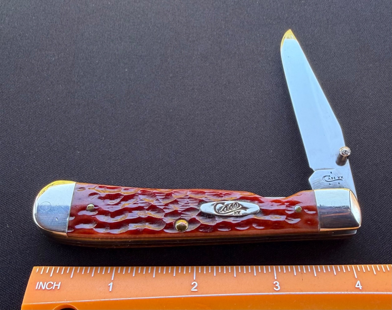 2017 Case XX USA 6154L CV Trapperlock Red Bone Linerlock Pocket Knife Used