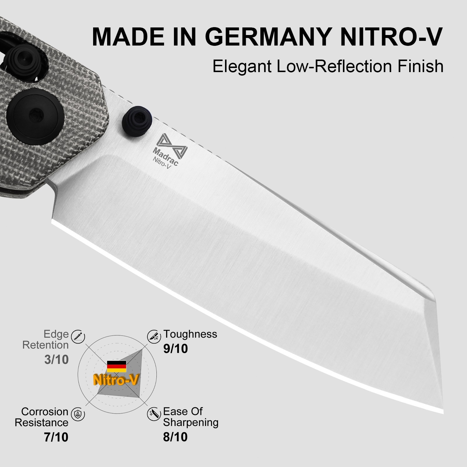 Kizer Madrac EDC Folding Pocket Knife Nitro-V Blade Micarta Handle V3693A3