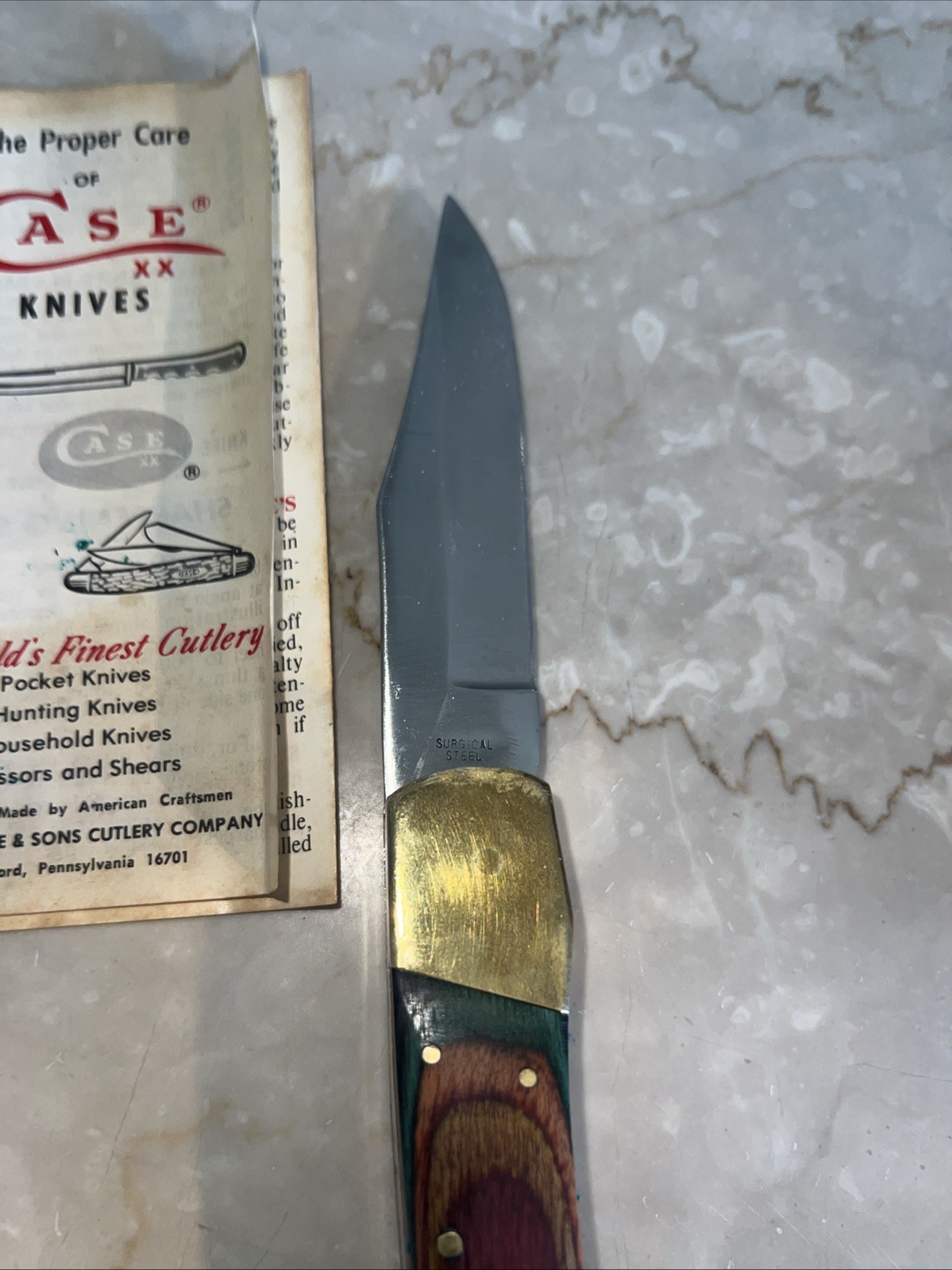 Very Rare Case XX Lock Blade 2159-LSSP Folding Knife, Sheath & Box Number 177