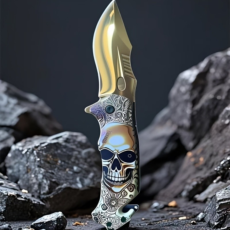 2026 NEW Skull Tactical Spring Assisted Folding EDC Pocket Knife 7.8″-US