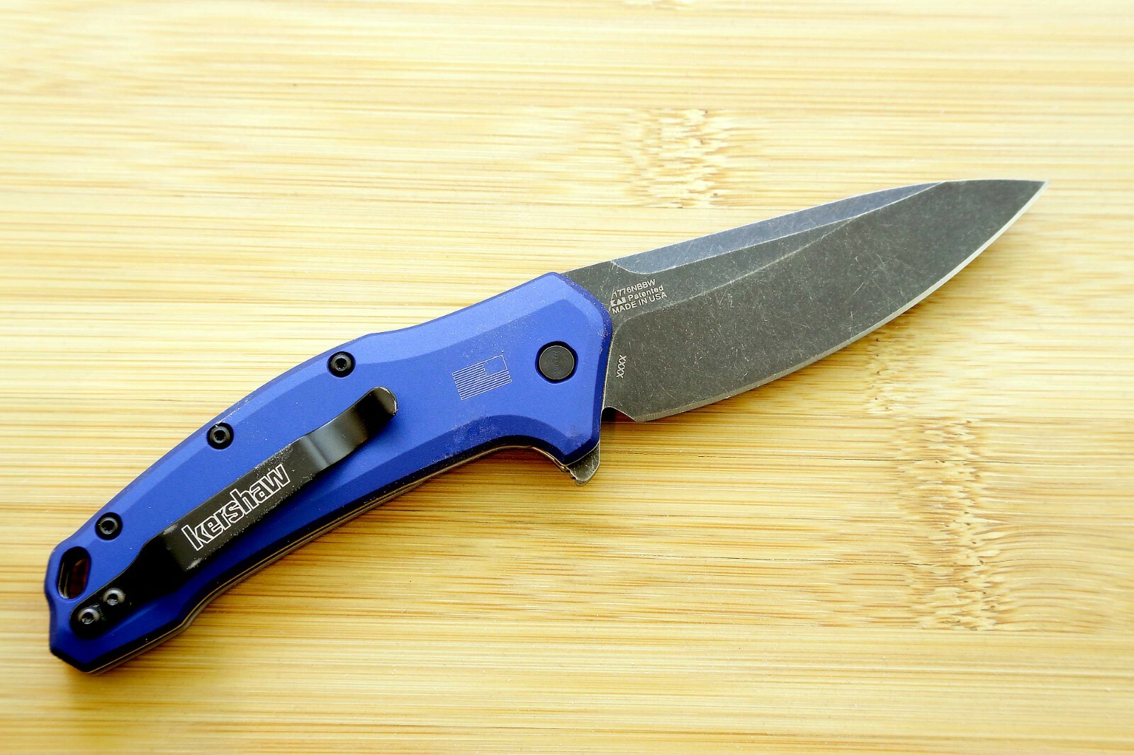 1776NBBW Kershaw Link Drop Point Flag Logo Pocket knife assisted opener New Blem