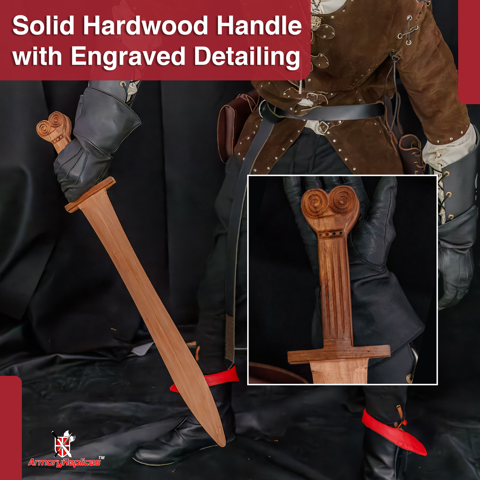 Full Tang Custom handmade sword Spartan Greek Hardwood Blade Cosplay Ready