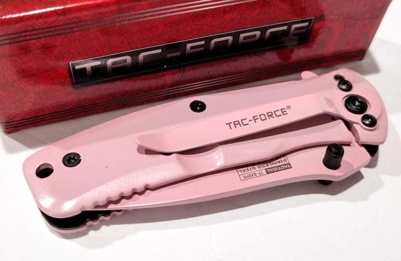 TAC-FORCE Full Pink Drop Point Spring Open Assisted Folding Pocket Knife NEW EDC