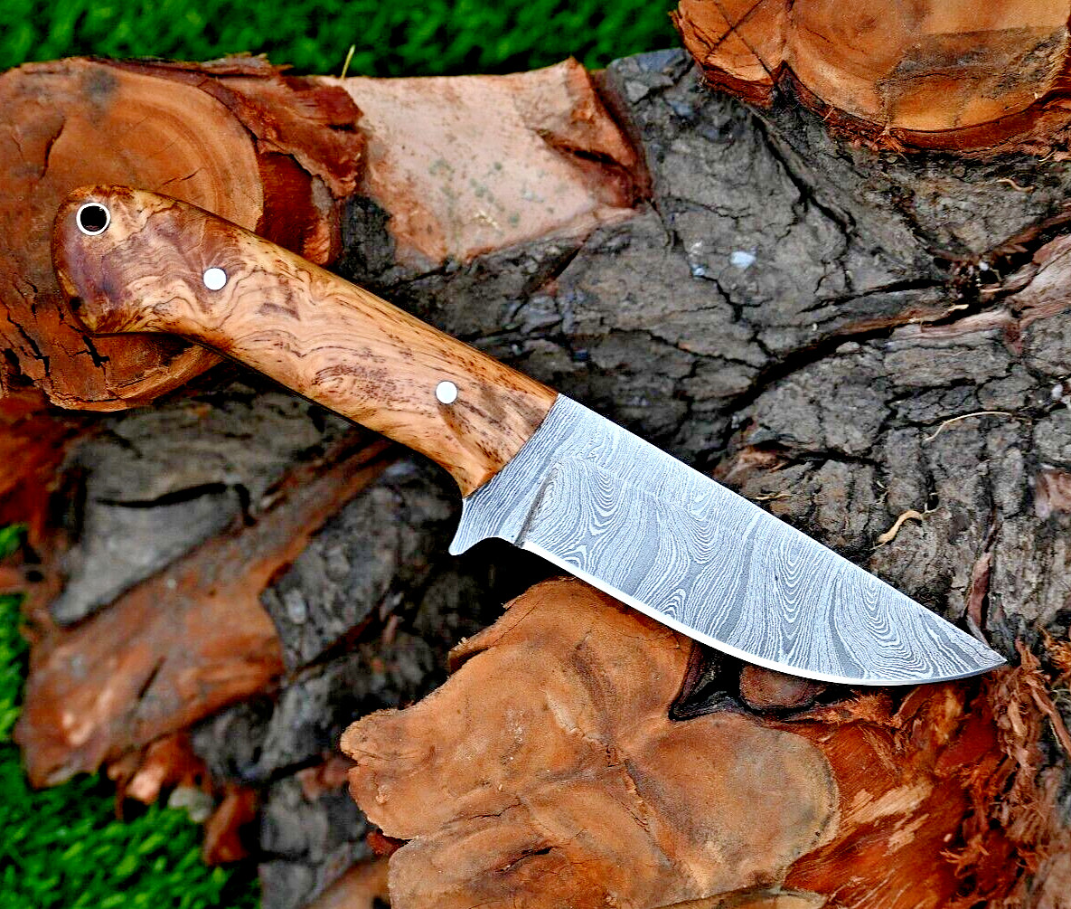 Custom Hand Made Hunting Skinning Knife Forged Damascus Steel Blade 2902