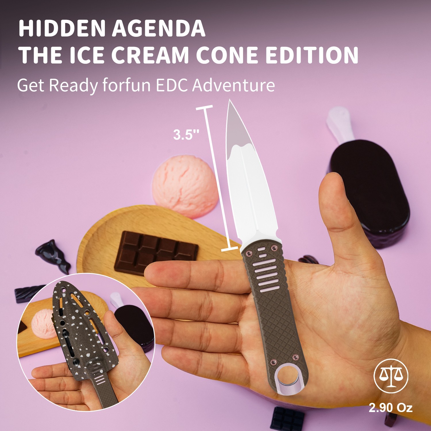 Kizer Hidden Agenda Fixed Knife AEB-L Blade G10 & Aluminum Handle+ Sheath 1083A4