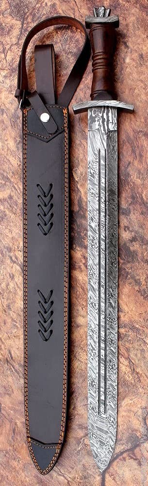 Wilson Roy Hand Forged Damascus Steel Swiss Dagger Sword Viking Gladius Double