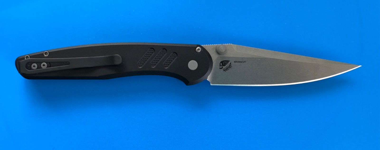 Pro-Tech Avalon – Stonewashed MagnaCut Blade – Black Aluminum Handle – NEW
