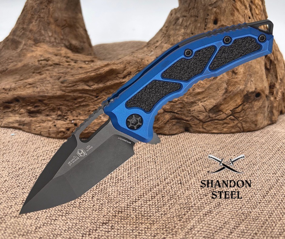 Heretic Knives Medusa Manual Flipper – Tanto Blade / CPM-Magnacut Steel / Blue
