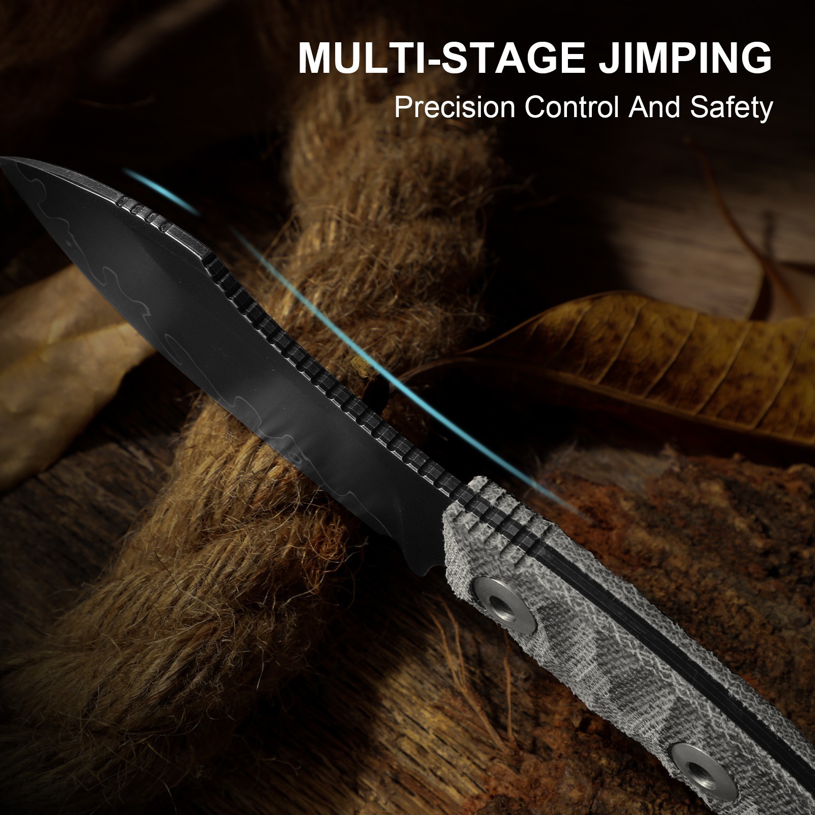 Kizer Rook Fixed Knife 3-layer Composite Steel Blade Micarta Handle With Sheath