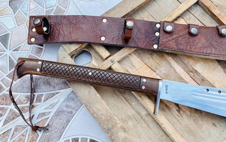 Custom Handmade Carbon Steel Blade Tactical Machete Sword| Hunting Sword Camping