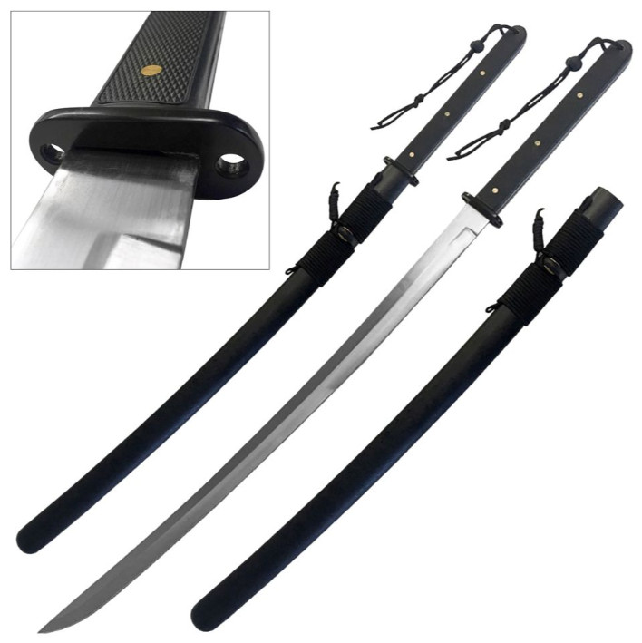 39″ Ten Ryu Handmade Oriental Sword-Wood Overlay Handle & Wood Scabbard