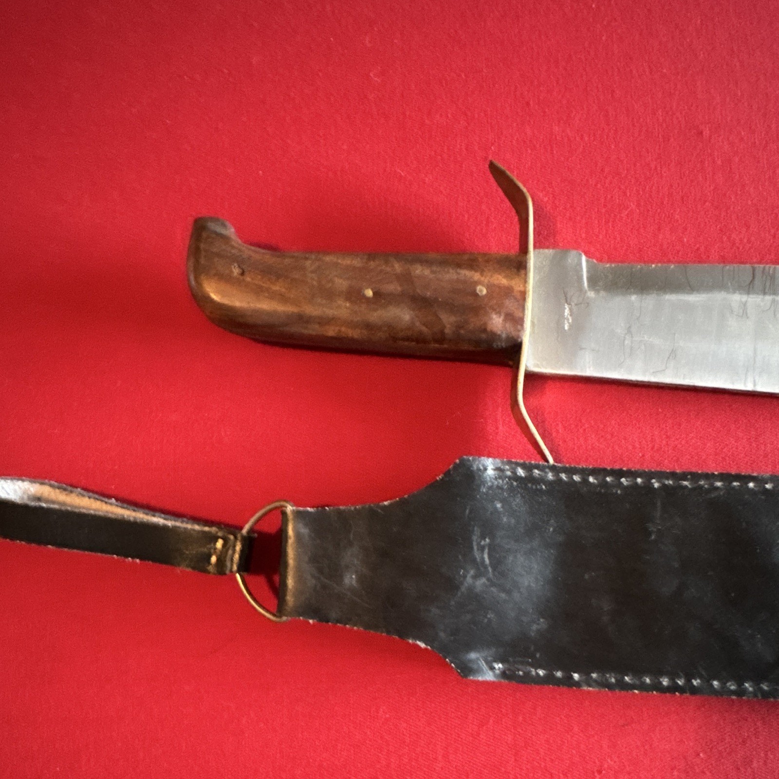 Fixed Blade Hunting Bowie Knife Full Tang Wood Handle Clip Point w/ Sheath