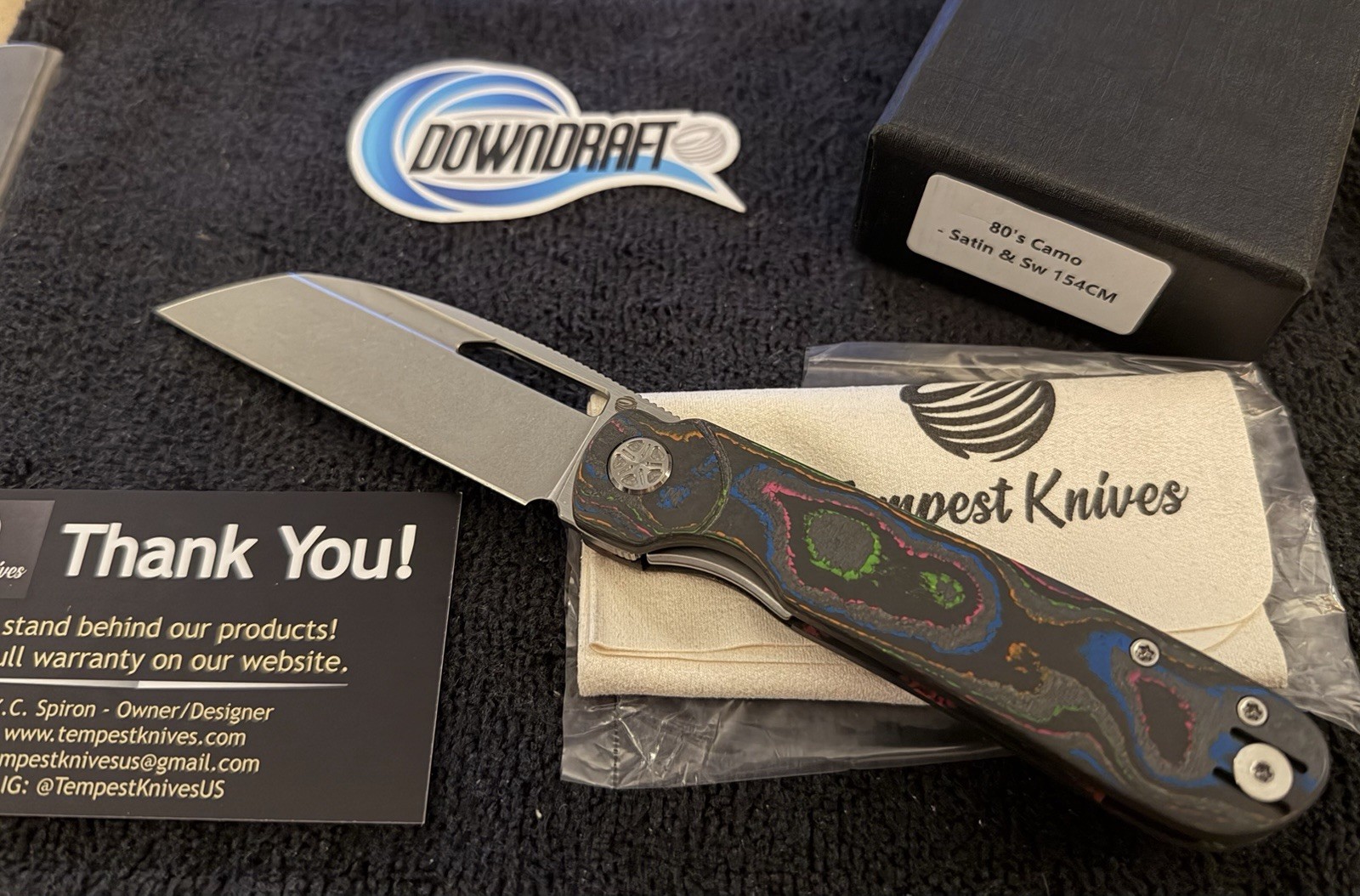 Tempest Knives Downdraft Synthwave Version 80s Camo Carbon