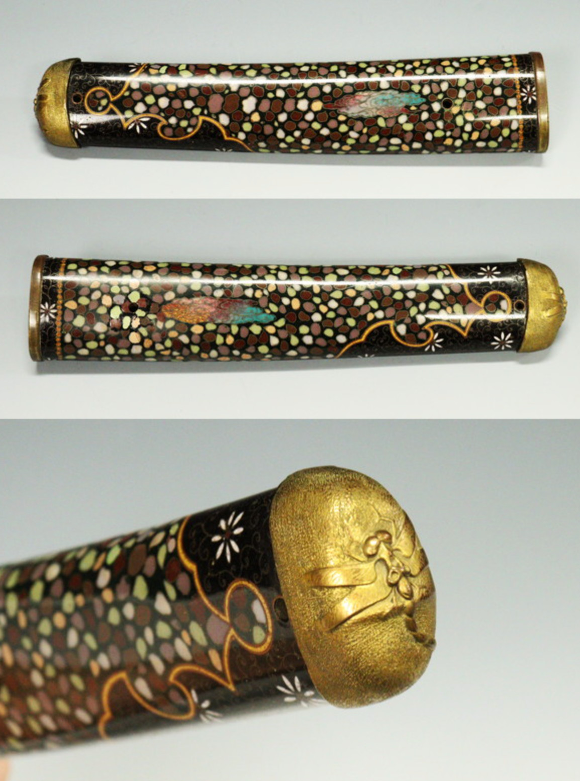 Museum Samurai Tachi Koshirae Gold Maki-e Pearl Inlay For 13mm Thick Sword Mount