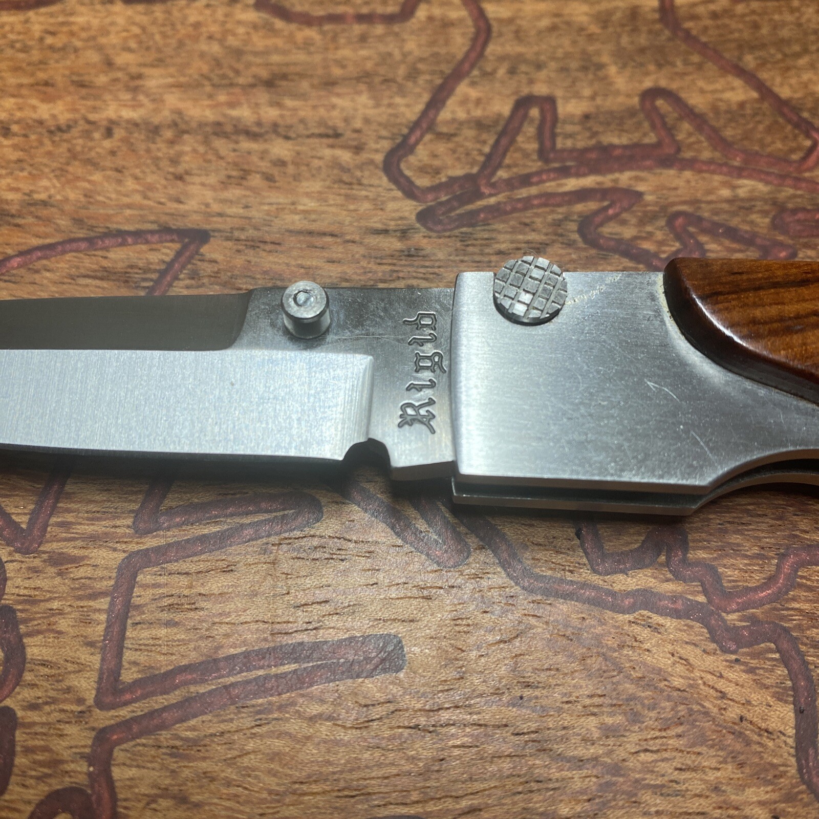 Vintage/Rare Rigid Knife RG-5 Top Lock – Wood Scales Folding Pocket Knife- Japan