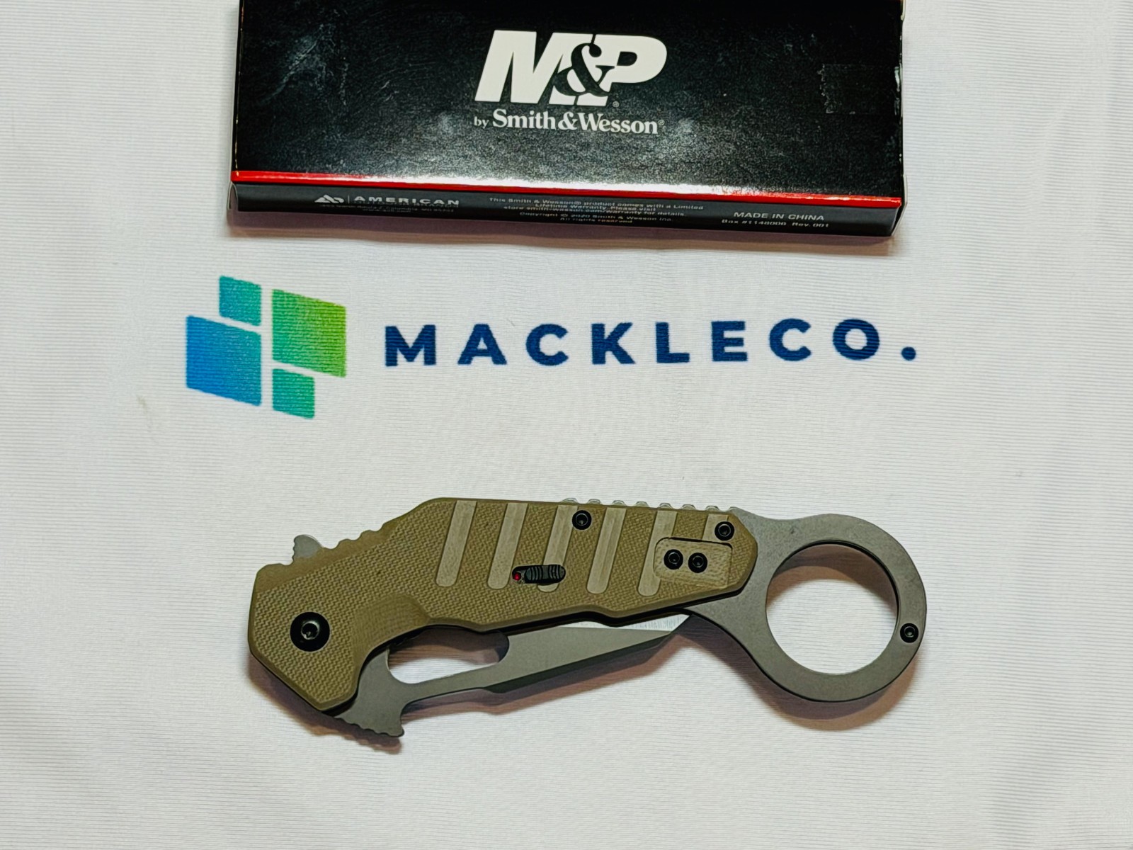 Smith & Wesson M&P Extreme Ops Karambit Tanto Blade G10 FDE Folder Knife 1147102
