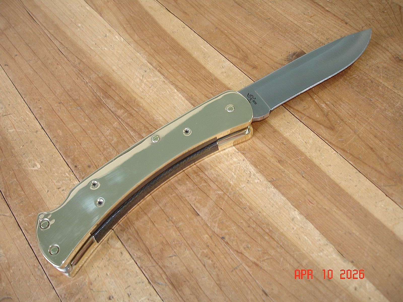 JOE HOUSER CUSTOM BUCK KNIFE 110 HUNTER BRASS INSIDE OUT DP 2024 BOS S30V BLADE