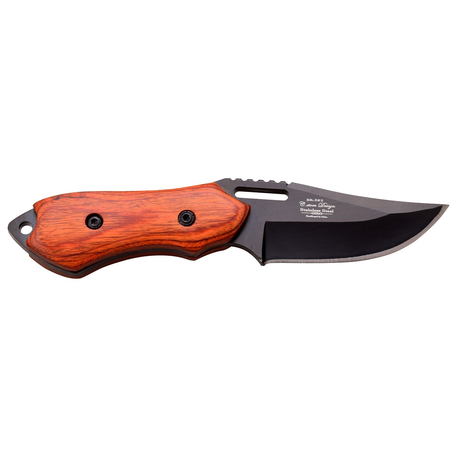 6.25″ Elk Ridge Fixed Blade Full Tang Knife w/Wood Handle and Leather Sheath