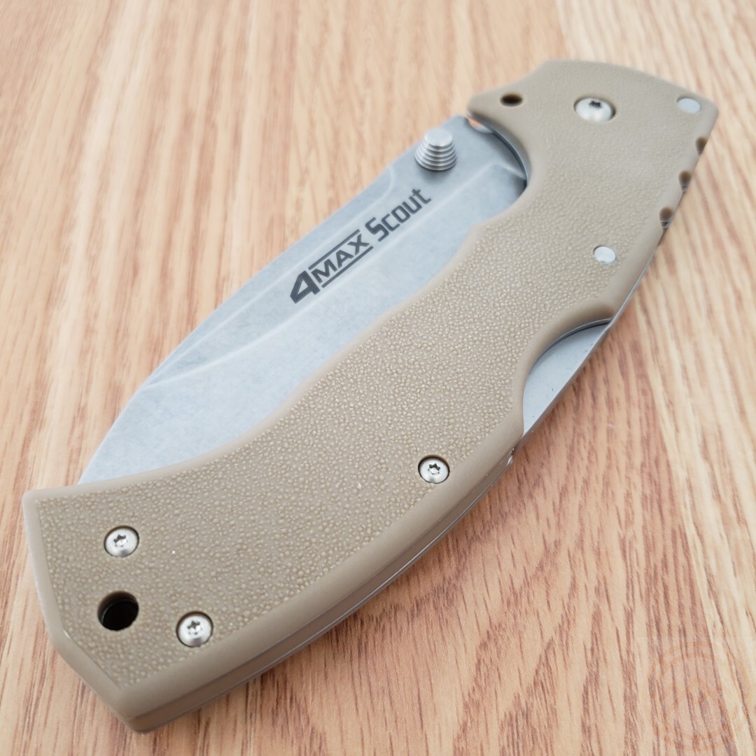 Cold Steel 4 Max Scout Folding Knife 4″ AUS-10A Steel Blade Tan Griv-Ex Handle