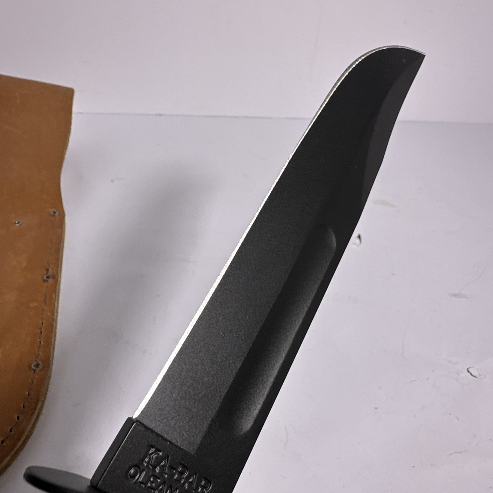 Ka-Bar USMC Fighting Utility Knife 1217 Olean NY 7” Blade Leather Sheath EXC