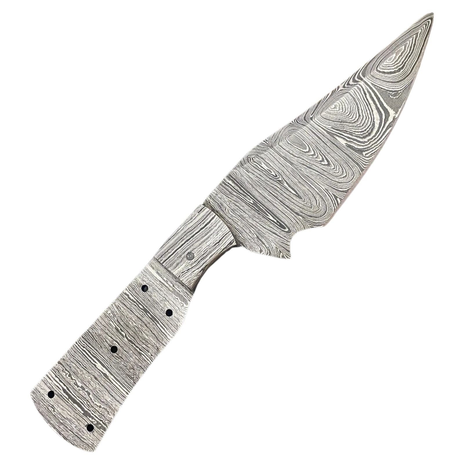 Damascus Steel Knife Blank Full Tang Clip Point 8in Tactical DIY Hunting Tool