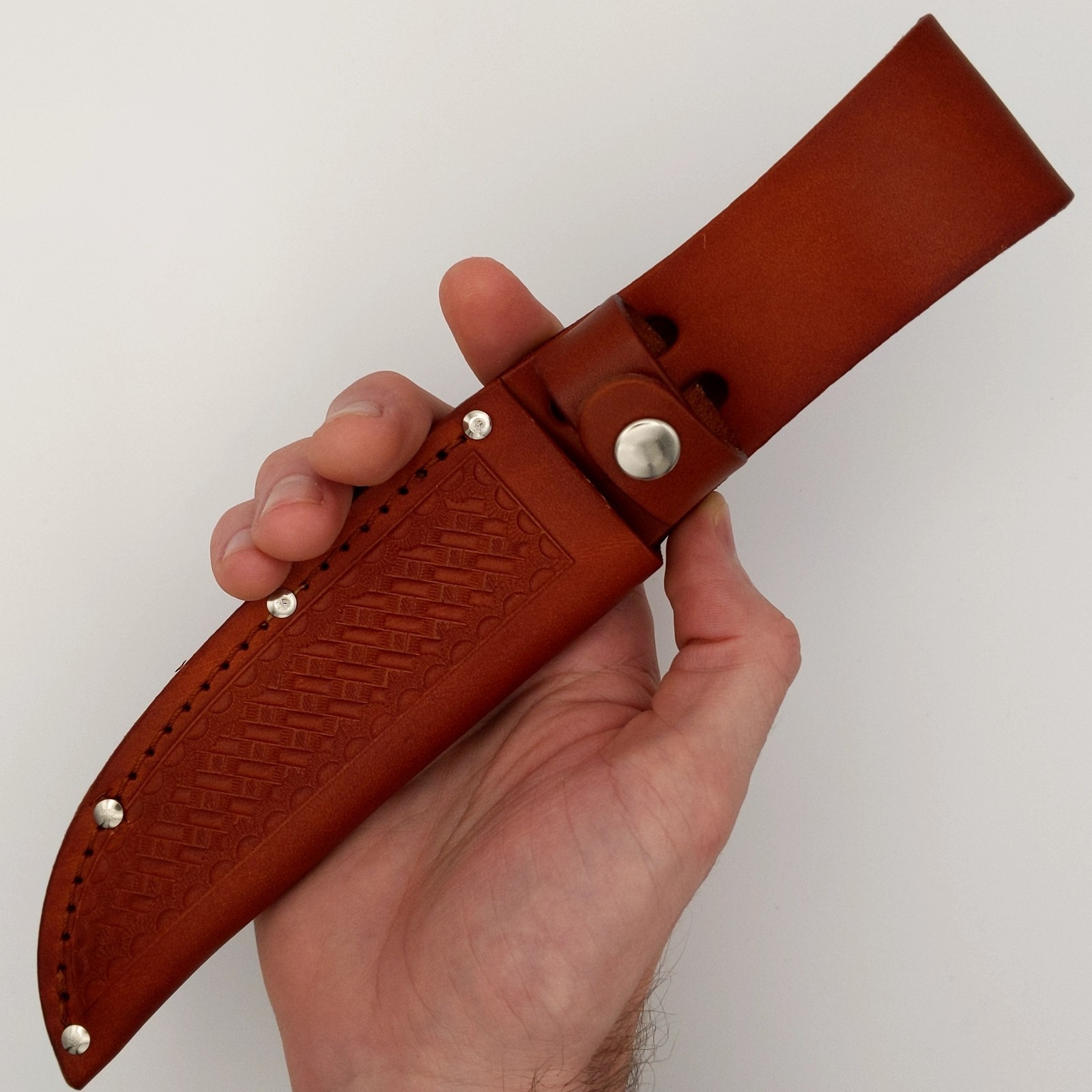 Fixed Blade Knife Belt Sheath for 5in. Blades Genuine Leather Tan Brown