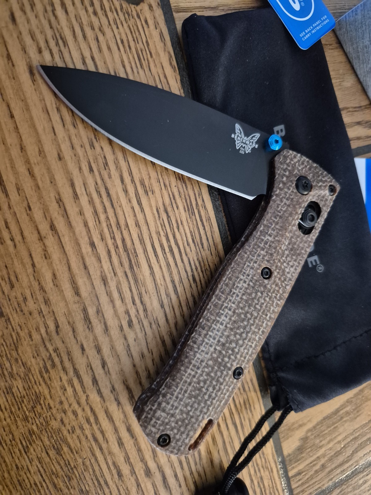 Benchmade Bugout 535 Custom Micarta Brown Scales S30V Blade