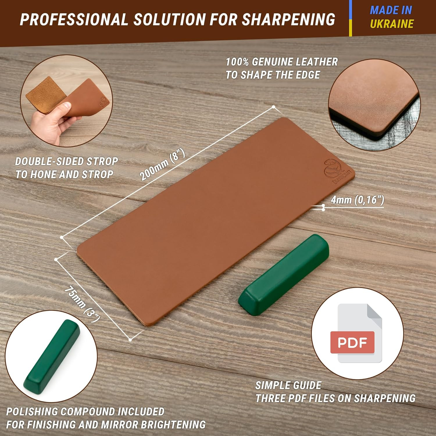 Beavercraft Stropping Leather Strop