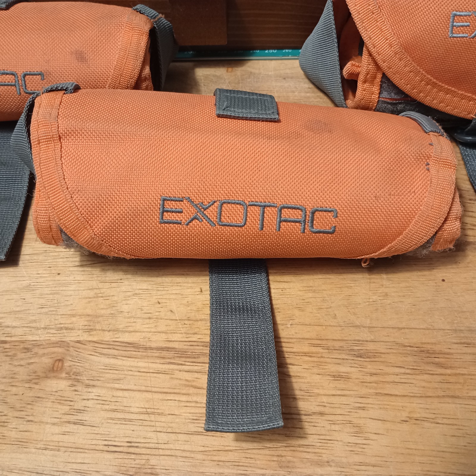 Lot: 3 Exotac Knife Rolls, Echaprey Wood Display Case & 18 Pocket Knife Case.