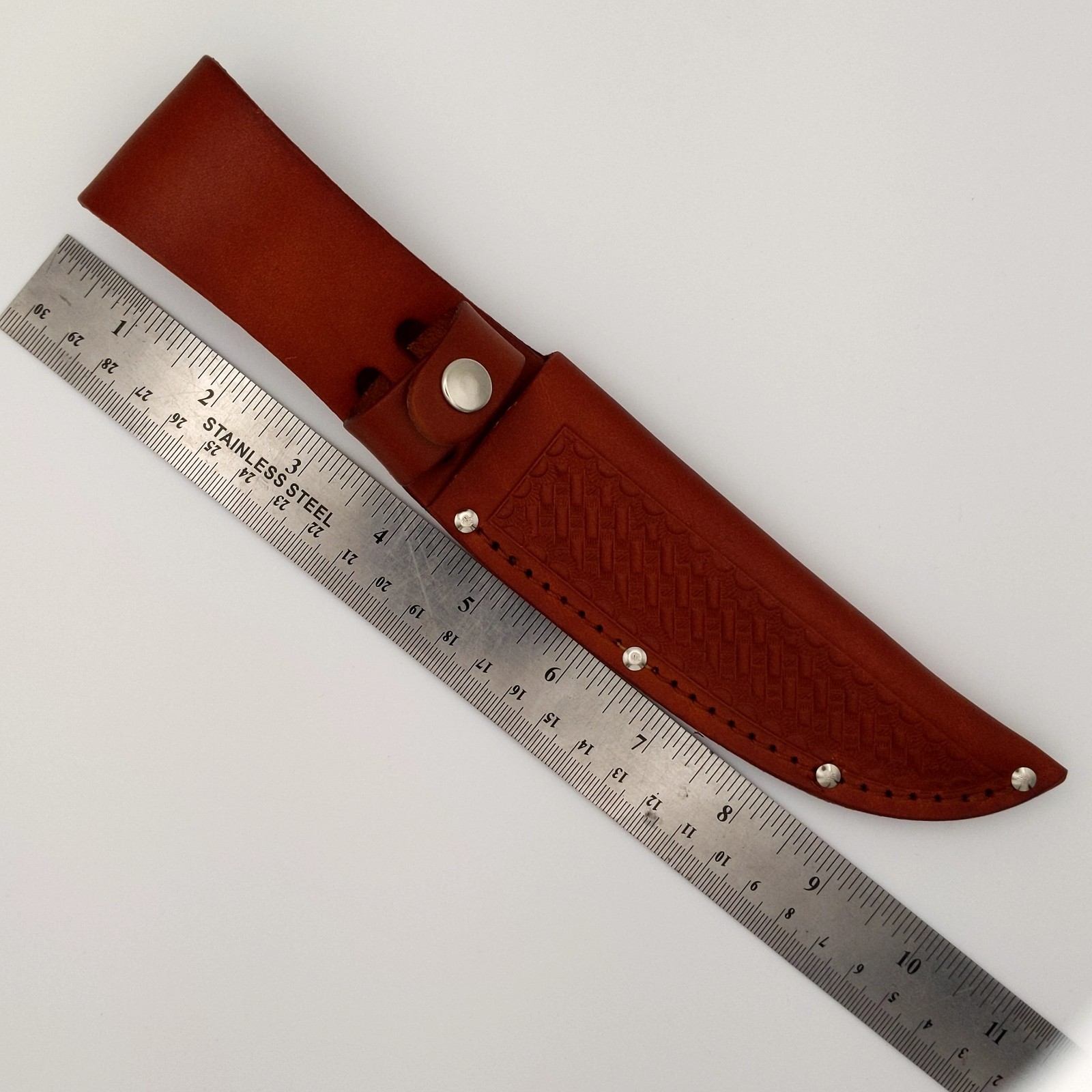 Fixed Blade Knife Belt Sheath for 5in. Blades Genuine Leather Tan Brown