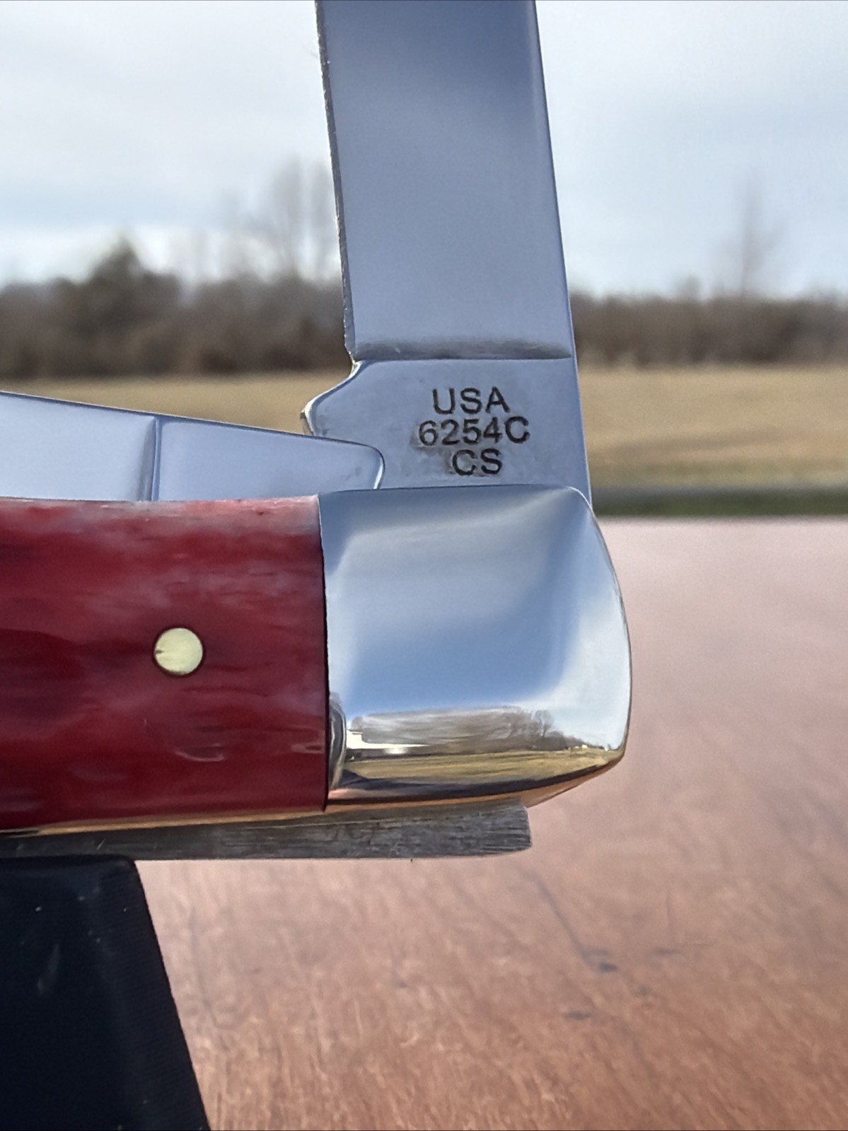 Case XX 2025 Dark Red Bone 6254C CS Trapper Knife (With Pocket Clip)