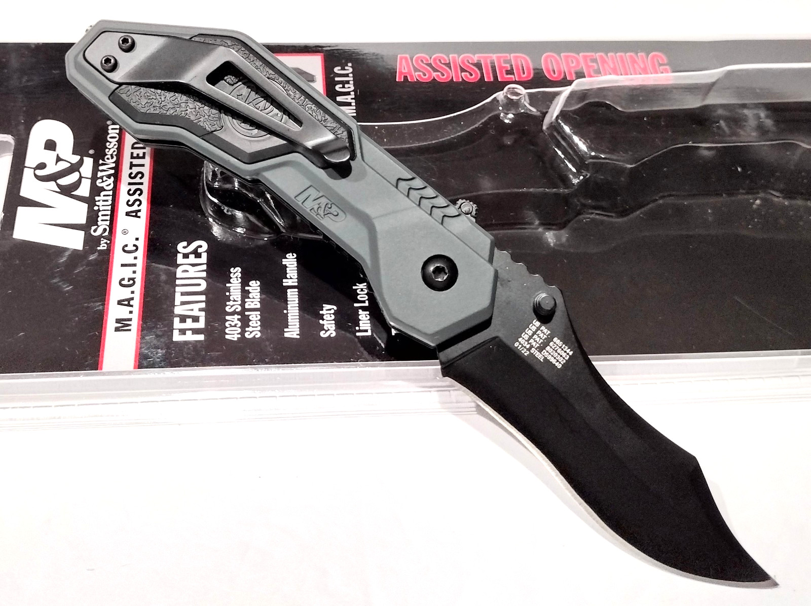 Smith & Wesson M&P Black Gray Spring Open Assisted Tactical Folding Pocket Knife