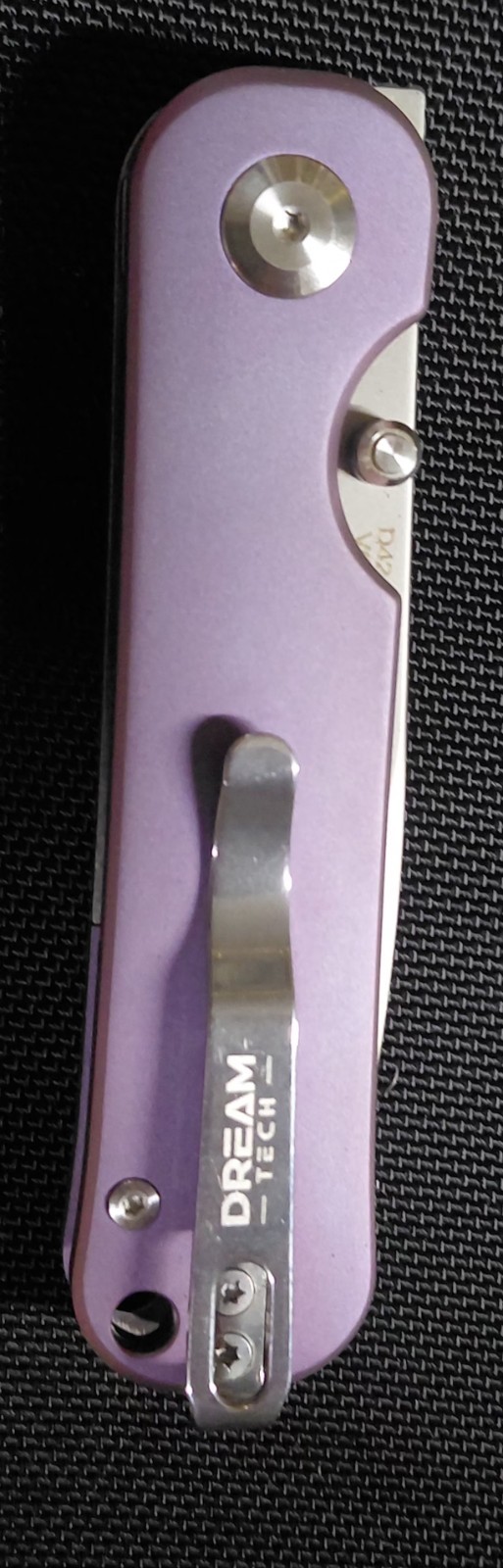 Dream Tech Knives #D4245/Purple Titanium Handle Button Lock VG 10 Blade.