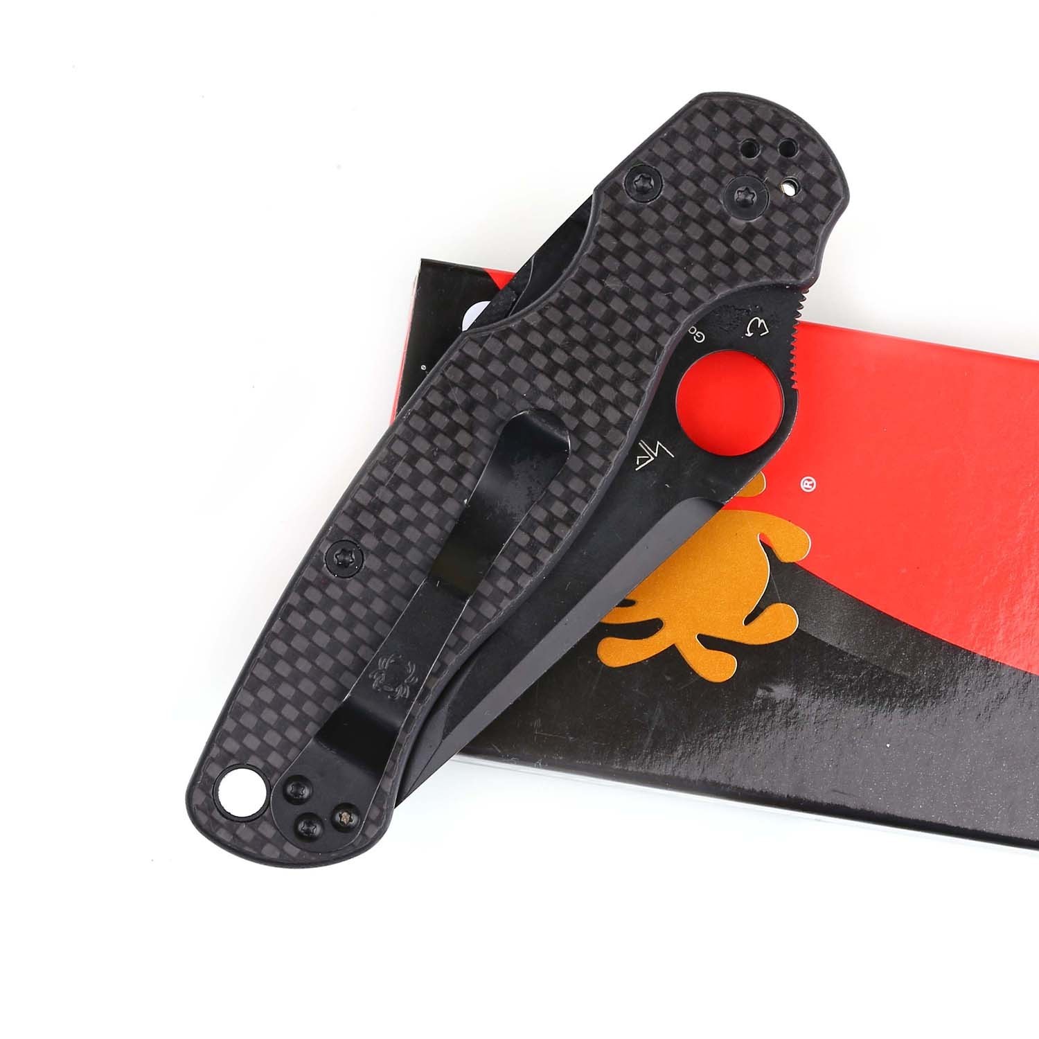 Carbon Fiber G10 Tanto Black Coated Blade One Hand Open Pocket Folding Knife C81